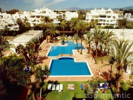 Puerto Banús Spain - View of swimming pool from our hotel room