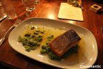 King Salmon Fillet with broad beans, pea puree, dill and Rekorderlig Apple-Guava cider Beurre Blanc