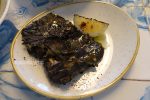 Grilled Haloumi In Vine Leaves With Grilled Lemon